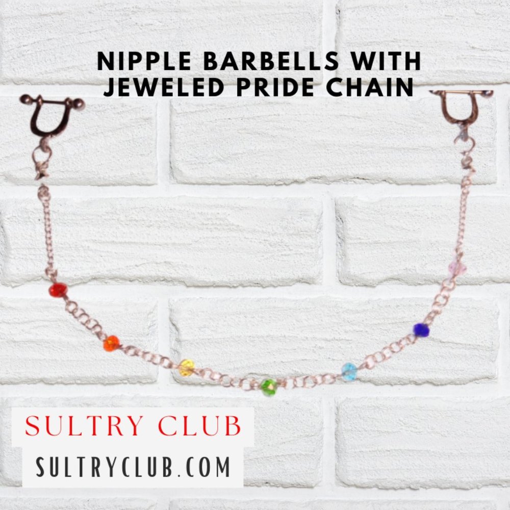 Nipple Barbells With BDSM PRIDE Chain